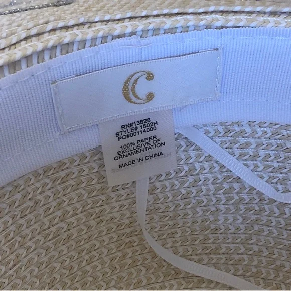 Cato Straw Hat with Silver Ribbon Rim - Picture 3 of 5